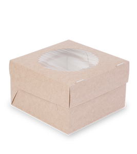กล่องกระดาษคราฟท์สำหรับใส่ขนมมัฟฟิน 4 ชิ้น พร้อมหน้าต่างใส ป้องกันการรั่วซึม สำหรับอาหารแบบนำกลับบ้าน  รับทำโลโก้ตามสั่ง - Product Image 2