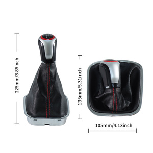 Pomo de Palanca de Cambios de Cuero y Terciopelo Negro para VW <span class=keywords><strong>Polo</strong></span> 6, Modificación Personalizada para Automóvil, Cabezal de Palanca de Cambios, Mejora <span class=keywords><strong>Interior</strong></span> - Product Image 2