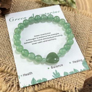 Estilo bohemio, joyería de piedra Natural hecha a mano, pulsera de cuentas de corazón de Aventurina verde Natural para San Valentín - Product Image 2