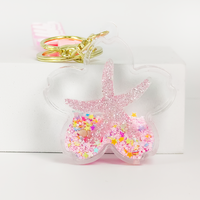 Porte-clés tendance en acrylique motif dessin animé fleur de cerisier, breloque étoile de mer/coquillage/étoile scintillante, pour la décoration quotidienne de voiture et sac à dos