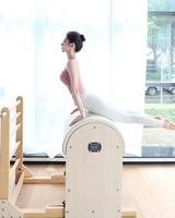 Produit phare : Barrel de Pilates en bois de chêne, durable, portable, réglable, écologique, pour usage en studio de fitness et bien-être