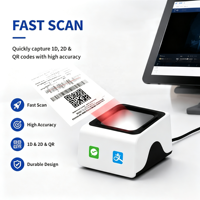 Escáner de Código de Barras de Escritorio Compacto JR P5, Lector Rápido de Códigos QR 2D CMOS, Estación USB con Cable para Manos Libres, para Puntos de Venta Minorista