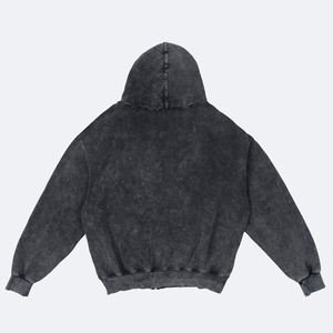 เสื้อฮู้ดมีซิปสีดำสไตล์วินเทจผ้าคอตตอนเทอร์รี่สำหรับผู้ชายกระเป๋าทรงพาดไหล่เล็กน้อยใส่บ็อกซี่ฟิตแนวสตรีทสำหรับเด็กโต - Product Image 2