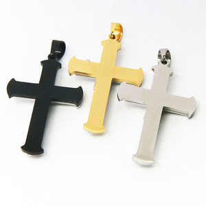 Crucifijo de Jesús de acero inoxidable grande chapado en oro de plata religiosa católica de la joyería colgante de Cruz - Product Image 2