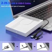 Unidad de CD/DVD Externa USB 3.0 Tipo-C RGB, Grabadora Portátil Ultradelgada, Unidad Óptica RW para Computadora Portátil, PC de Escritorio, Mac, Windows