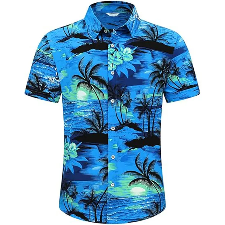 2024 yeni tatil sıcak satış kişiselleştirilmiş yeni yaz giymek streç Hawaiian baskı plaj gömlek