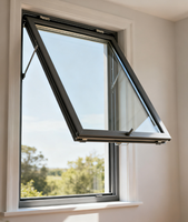 Fenêtre à auvent en verre double vitrage givré à rupture de pont thermique moderne Beigeman, insonorisée, isolation thermique pour villa, vue extérieure