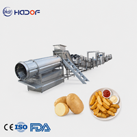 Industriële productielijn voor diepvriesaardappelproducten, inclusief productie van frieten, wedges en chips; fabriekslösingen voor verwerkingsapparatuur.