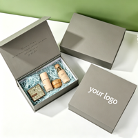 Caja de Regalo de Papel Rígido con Cierre Magnético Gris Mate con Logotipo Personalizado, Caja de Embalaje de Lujo para Cosméticos y Cuidado de la Piel con Impresión Interior