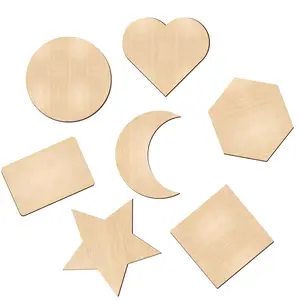 Wooden Wood Custom Unfinished heart Discs Laser Cutting Wood Crafts Arts for DIY Ornaments