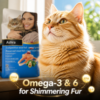 Anruikun Makanan Kucing Campuran Daging Segar & Ikan Laut Dalam & Daging Sapi 10KG Omega 3 & 6 untuk Semua Usia Kesehatan Otot & Kulit