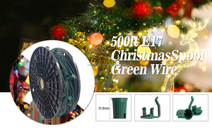 Guirlande lumineuse extérieure de Noël verte sur bobine, C9 E17, 500 pieds, espacement de 15 pouces, douilles E17, <span class=keywords><strong>ampoules</strong></span> E17 - Product Image 4