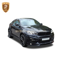 Kit de carrocería de fibra de vidrio estilo Car Parts para BMW X6 F16, parachoques delantero, faldones laterales, luz LED, alerón trasero.