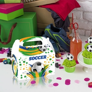 Cajas de Regalo para Fiestas de Fútbol, Contenedores de Dulces Negros, Blancos y Verdes con Asa para Decoración de Cumpleaños con Temática de Fútbol - Product Image 3