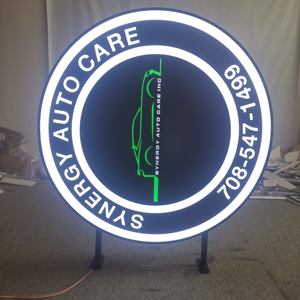 Boîte à lumière ronde de publicité de signe de LED d'acier inoxydable personnalisée par police de longue durée de double face <span class=keywords><strong>creuse</strong></span> - Product Image 2