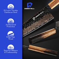 Ensemble de 3 couteaux de cuisine de qualité supérieure, forgés à la main, acier Damas à 33 couches, cœur en VG-10, couteau de chef japonais, couteau Kiritsuke chinois