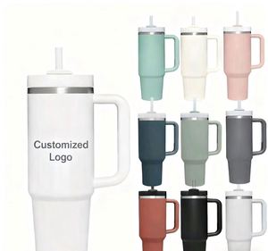 Prix usine personnalisé Gobelet isotherme réutilisable en acier inoxydable de 40 oz avec poignée et couvercle à paille, Bouteille d'eau de voyage - Product Image 2