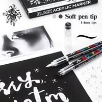 Stylo surligneur artistique Liquid-Flow à pointe fine et souple, marqueur acrylique aquarelle pour journalisation, album DIY, surlignage et marquage sur cartes noires