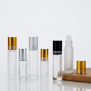 Rouleau cylindrique de luxe 10 ml en pierre précieuse pour flacon de parfum en verre, surface givrée, col métallique, sérigraphie - Product Image 2