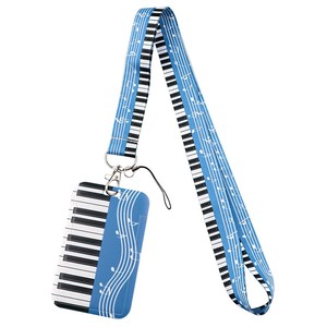 Lanière à motif musical arc-en-ciel coloré avec notes de musique et clavier de <span class=keywords><strong>piano</strong></span>, sangle de cou pour badge d'identification, clés, concerts et amateurs de musique - Product Image 3
