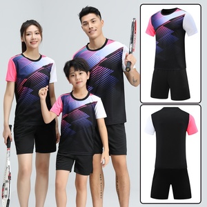 Traje Deportivo Unisex de Manga Corta para Bádminton/Tenis de Mesa, Personalizado, de Poliéster de Secado Rápido, con Patrón Geométrico - Product Image 3