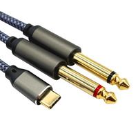 USB C zu 1/4 "Zoll Audio kabel, Typ C zu Dual 6,35mm TRS Stereo Aux Kabel Y Splitter Interconnect Aux vergoldetes Adapter kabel