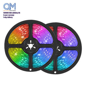 Tira de Luces <span class=keywords><strong>LED</strong></span> RGB Flexible QM16.4FT 5M 60Leds/metro 12V 5050, Control Remoto de Aluminio, Iluminación Trasera para TV de Dormitorio, Navidad - Product Image 1