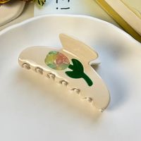 Nouvelle pince à cheveux en acétate faite à la main, modèle tulipe tridimensionnelle, pince requin pour tresses et coiffures de fête