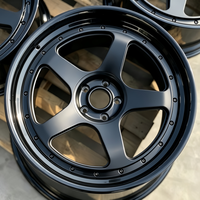 Jantes forgées concaves profondes à 5 branches noir mat, aspect bicolore simulé, en alliage 6061-T6, pour tuning automobile personnalisé