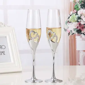 Kristal şampanya kadehi düğün Toasting flüt İçecek kupası parti evlilik şarap dekorasyon bardak partiler için hediye kutusu