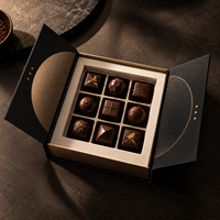 Boîte cadeau de luxe pour chocolats avec logo personnalisé, emballage rigide à double porte magnétique avec insert pour truffes et bonbons