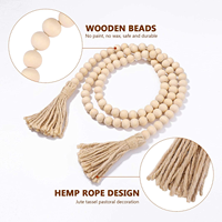 Guirlande de perles en bois TaiLai de 58 pouces, décorations murales rustiques de style campagnard, collier de perles en bois pour la décoration des fêtes