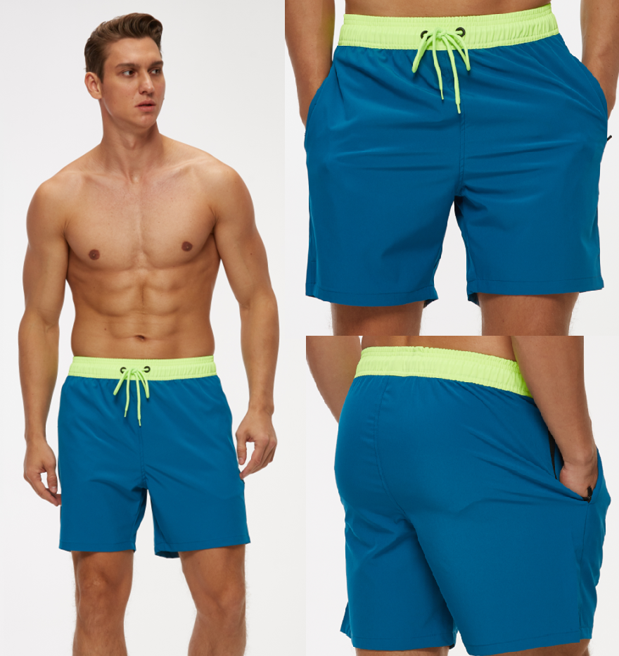 Bsci Supplier Men's Summer Beach Board Shorts Sexy Swim Trunks Pocket For Boys Solid Plain Dyed Swimsuits For Running Swimming