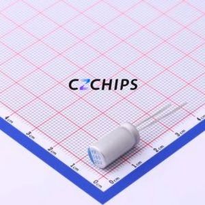 Condensador Sólido SPE1EM681F16OL, Componente de Orificio Pasante (THT), D8xL16mm 680uF 20% 25V 3.5mm - Product Image 1