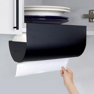 キッチンペーパーホルダー 吊り戸棚下 粘着式 壁掛け メタル製 省スペース 収納ラック - Product Image 3
