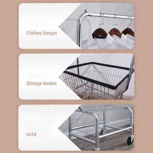 Trắng giặt <span class=keywords><strong>Hamper</strong></span> giỏ Butler giỏ hàng thương mại giặt giỏ lăn bánh xe với Treo giá - Product Image 4