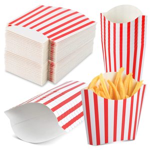 Boîtes en papier pour frites, pliables, personnalisées, avec pelliculage mat, ouverture supérieure, pour la restauration rapide, vente en gros - Product Image 1
