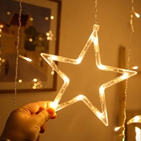 220V Plug-in Intérieur LED Fée Lumière Rideau Ramadan Eid Noël Lune Étoile Décoration en Plastique IP44 Classé