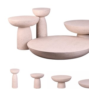 Juego <span class=keywords><strong>de</strong></span> 3 Mesas <span class=keywords><strong>de</strong></span> Centro Redondas Modernas <span class=keywords><strong>de</strong></span> FRP con Base Cilíndrica - Product Image 6