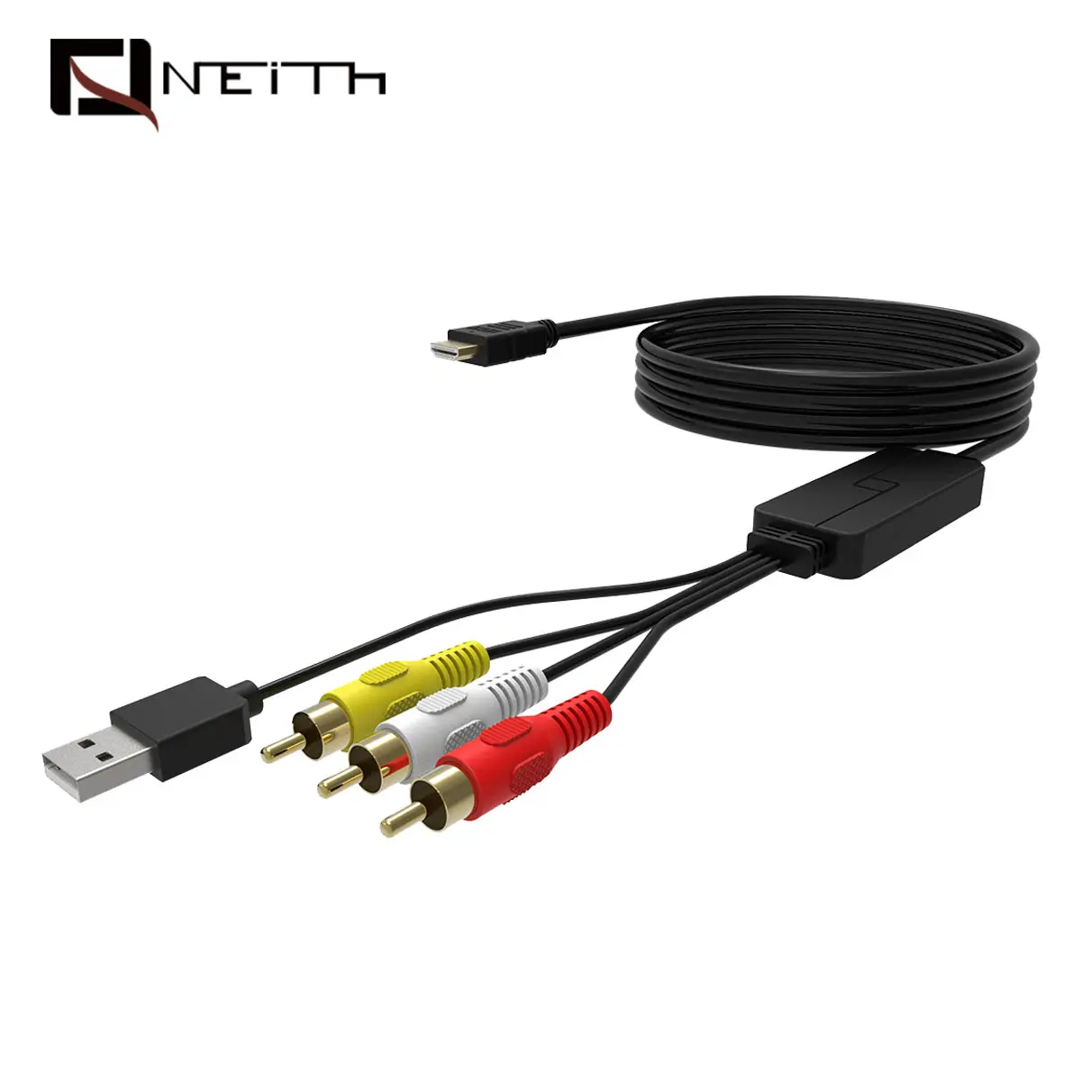 Een Manier Hdmi Naar 3 Rca Kabel 1080P Video Audio Av Composiet M/M Connector Adapter Cable Cord zender Met Usb Een Voor Lading