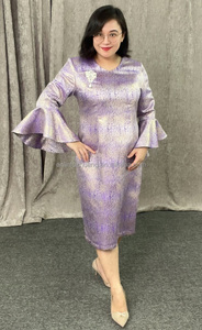 Luxury Formal Blue Knee Length Solid Button Painted Two-piece Plus <b>Size</b> Women's Dress Suit for Church Occasion - Product Image 6