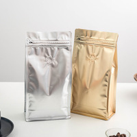 Sacs en Mylar à fond plat personnalisés avec fermeture éclair et valve à air pour bonbons, biscuits, grains de café, imprimés avec un design résistant aux odeurs
