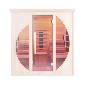 Solid wood red cedar 2 person indoor far <b>infrared</b> sauna room with lay down bench - Product Image 2