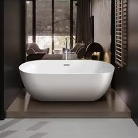 Baignoire romantique en acrylique blanche pour une personne, moderne, autoportante, portable, pour l'intérieur, avec douche, installation facile