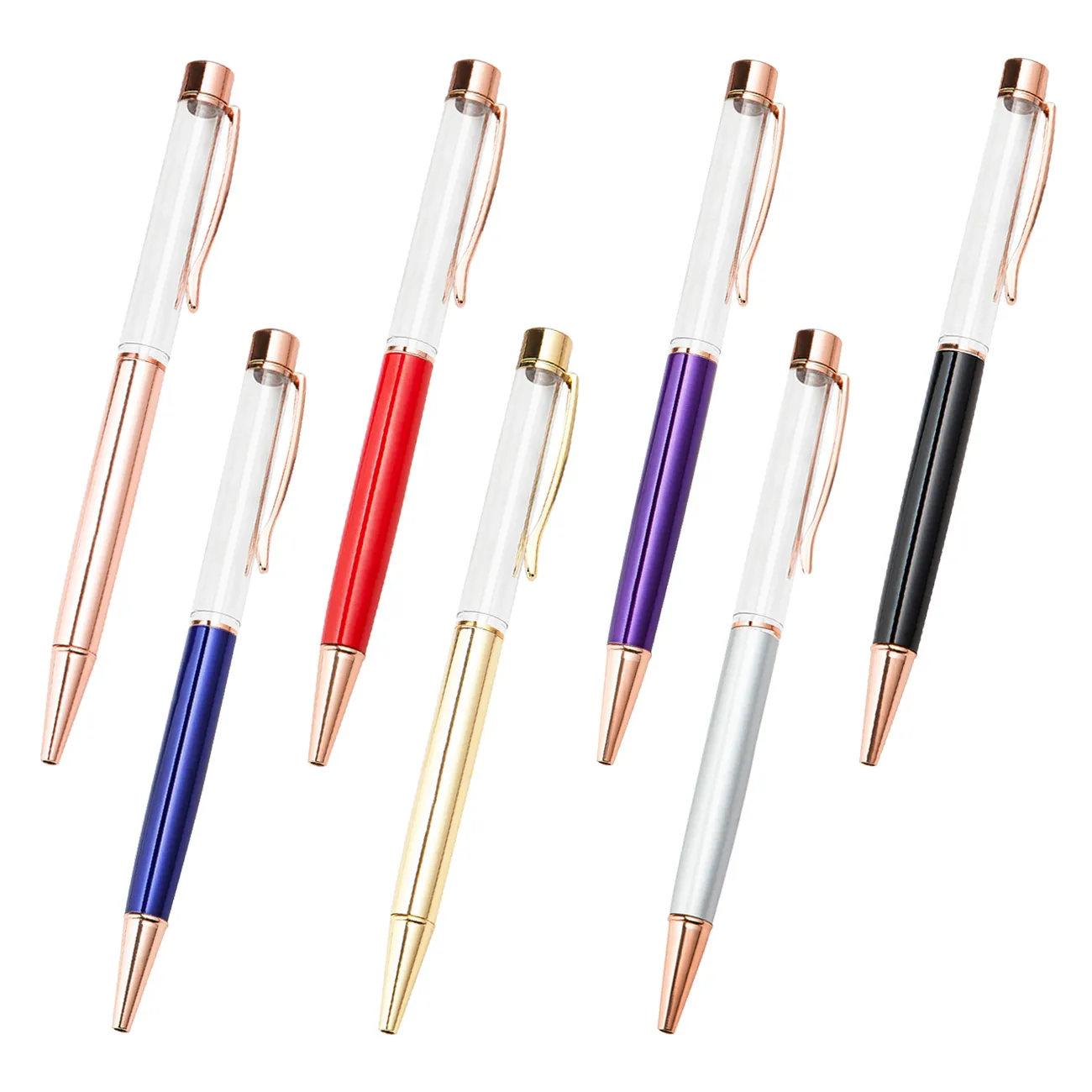 일본 베스트 셀러 패션 크리 에이 티브 DIY 드라이 플라워 빈 튜브 금속 펜 색상과 스타일 반짝이 볼 포인트 펜을 혼합 할 수 있습니다