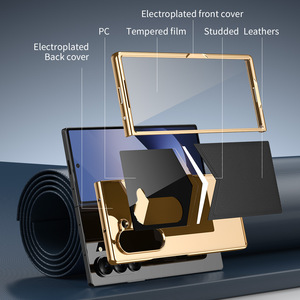 Mạ Điện Cứng PC Với PU Da Chống Sốc Lai Cứng Cover Quay Lại Điện Thoại Trường Hợp Đối Với Samsung Galaxy Z Gấp 7 6 5 - Product Image 6