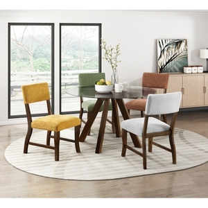 OE HOME Modern <b>Dining</b> Side <b>Chairs</b> Set 2 Durable Gray Chenille Fabric Upholstered Waterproof Adjustable Height Wooden Furniture - Product Image 6