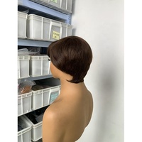 4 # Couleur pour perruque PiXie Cut entièrement fabriquée à la machine, sans dentelle frontale, 100% cheveux humains vierges brésiliens, cheveux brun clair, fournisseur de cheveux