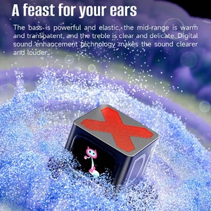 Portable <strong>Cube</strong> Speaker, High-fidelity Stereo Music Player, Clock Reminder, AI Home Assistant, Smart Speaker with LED Display. - Product Image 3