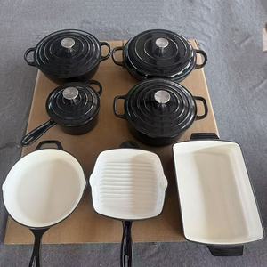 Juego de ollas Utensilios de cocina antiadherentes Min 1 Juego de cocina naranja Juego de utensilios de cocina esmaltados de lujo de calidad de hierro fundido de 11 piezas - Product Image 5